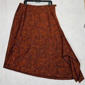Peruvian Connection Skirt 16 / XL Pima Cotton Maxi Midi‎ Long Asymmetrical Brown